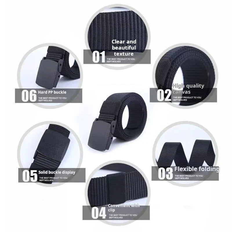 120 cm men's automatic buckle nylon belt Outdoor hunting multifunctional tactical canvas high-quality unisex hunting belt