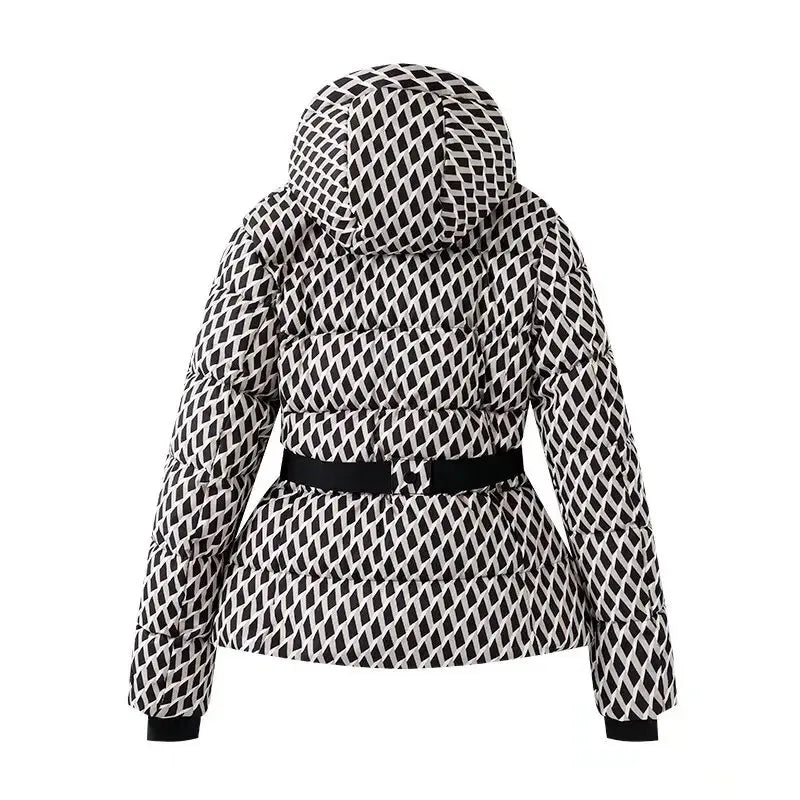 2025 New Women'S Fashion Waist With Belt Hooded Down Cotton Jacket Commuting Warm Windproof Jacket More Comfortable To Wear