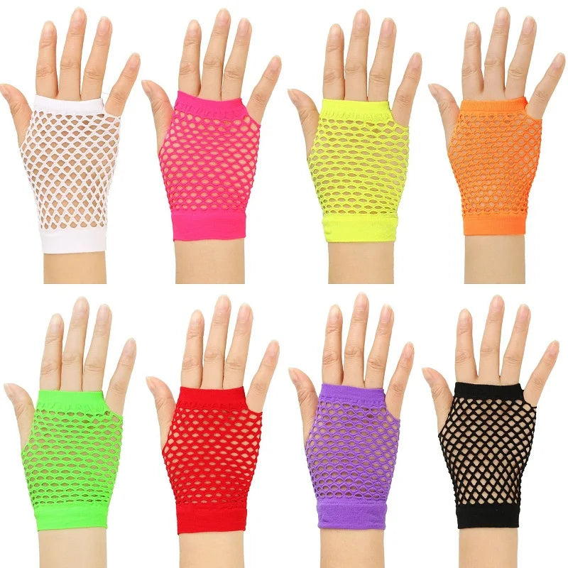 New Fishnet Gloves Red Black Girl Sheer Mesh Mittens Gloves Adult Woman Disguise Rock Fancy Night Club Party Sexy Fashion Gloves