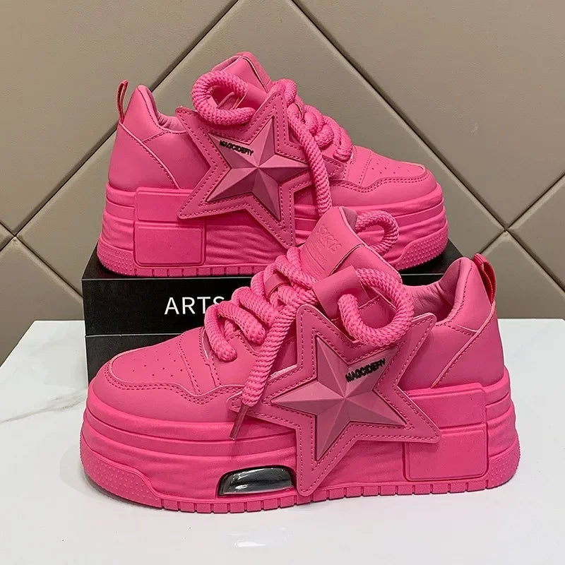 Platform Sneakers Women 2024Autumn Fashion Star Personalized Designer Vulcanized Shoes Casual Running Street Skateboarding Shoes