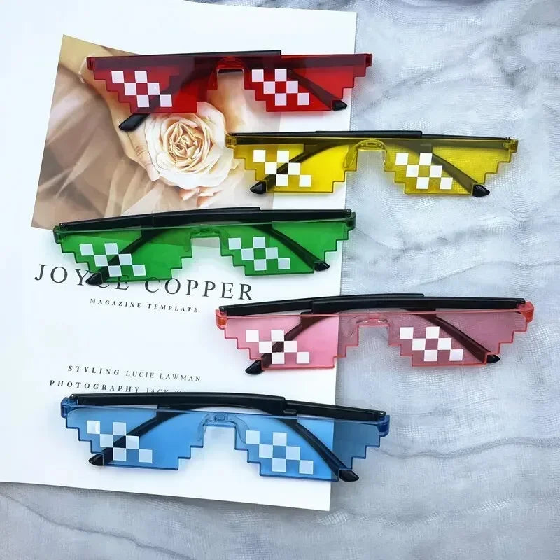 5pcs Mosaic Funny Quirky Glasses Black Pixel Mosaic Sunglasses Mosaic Sunglasses Party Supplies
