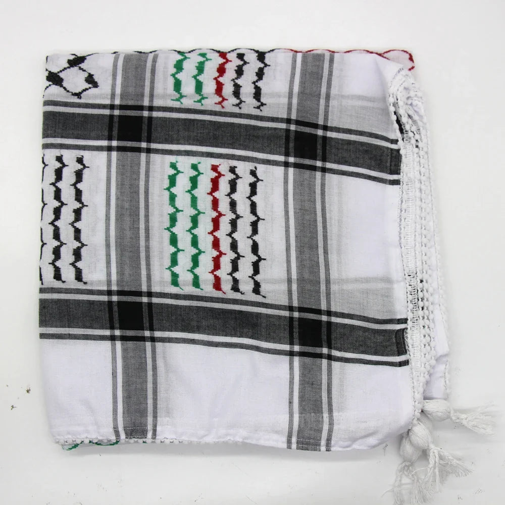Tactical Scarf Hunting Shemagh Scarf  Outdor Sports Desert Keffiyeh Head Neck Scarf Arab Wrap with Tassel Cycling Camping Scarf