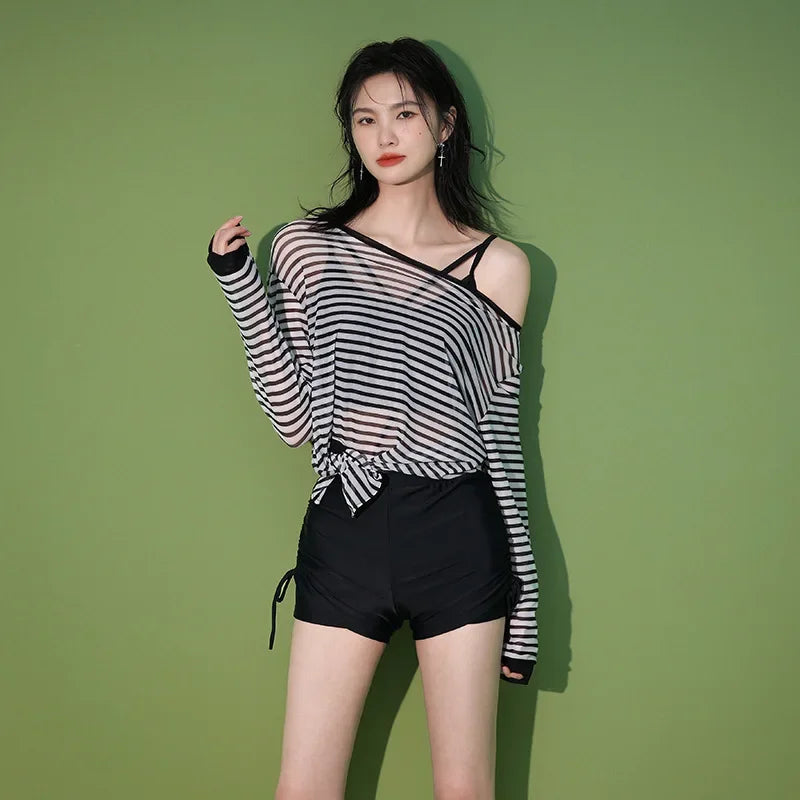 New Hot Sale Of The Season Women's Three-Piece Swimsuit Sports Separate Slimming Hot Spring Long Sleeve Sunscreen Swimming Costu