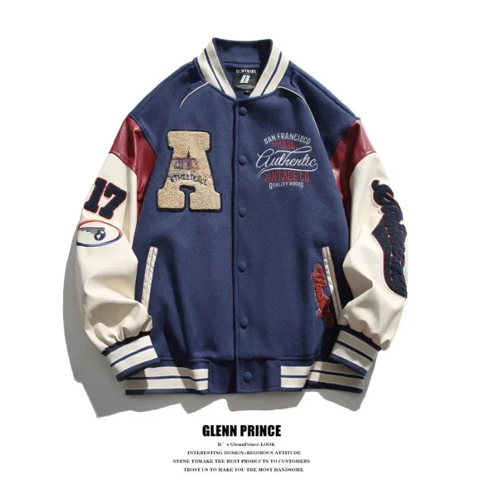 American Style Spliced Baseball Jacket Cotton Jacket Women's Autumn Winter Retro Men's Spring Summer New Couple's Outerwear