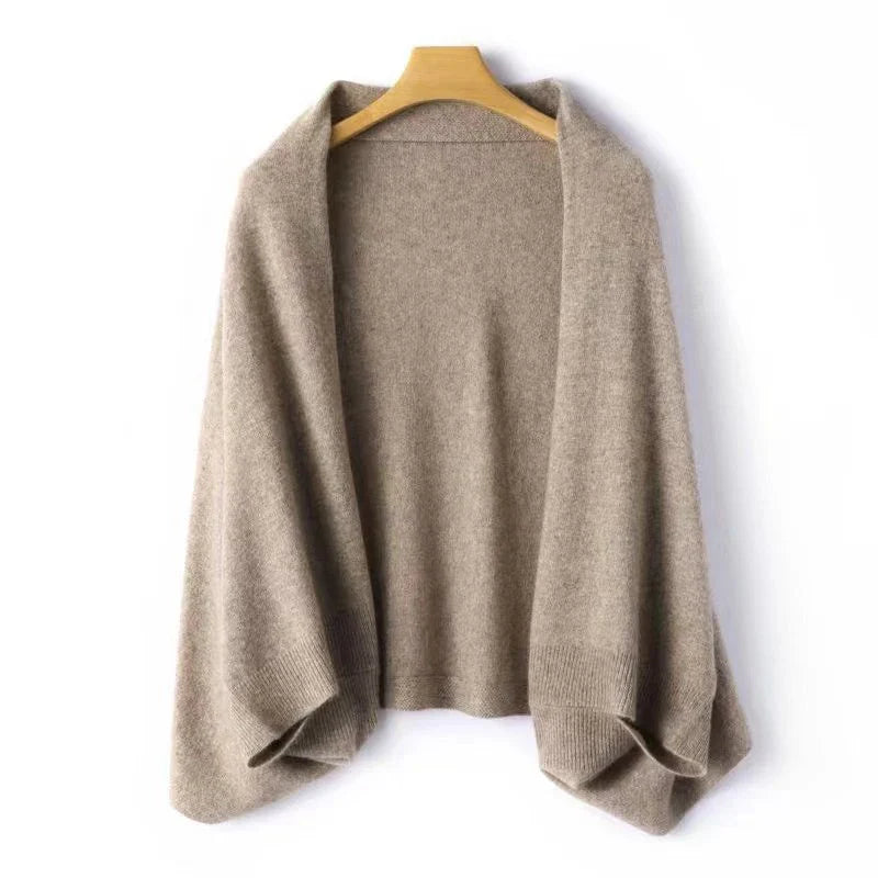 100%Wool Women's Knitted Shawl Scarf Soft Warm Knitwear Cardigan Cloak Wraps Shoulder Neck Protect Pashmina Scarves Dual Use