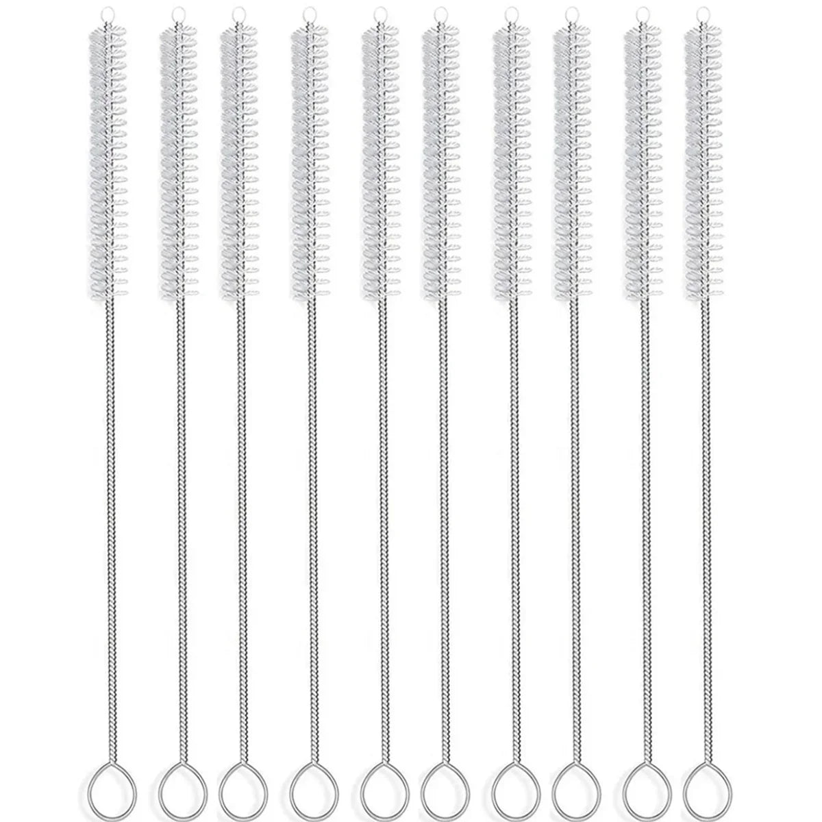 10Pcs Drinking Straw Cleaning Brush Kit Straw Tube Pipe Cleaner Nylon Stainless Steel Long Handle Cleaning Brushes for Straws