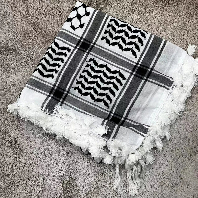 Outdoor activities, tourism, camping, knitted tassel scarf Arab Shemagh Keffiyeh scarf CS scarf desert hiking scarf foulard moto