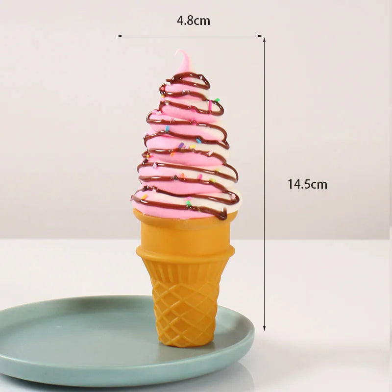 Simulated Ice Cream Realistic Artificial Fruit Cream Ice Cream Cone Model Fake Dessert Food Ice Cream Shop Ornaments Photo Props