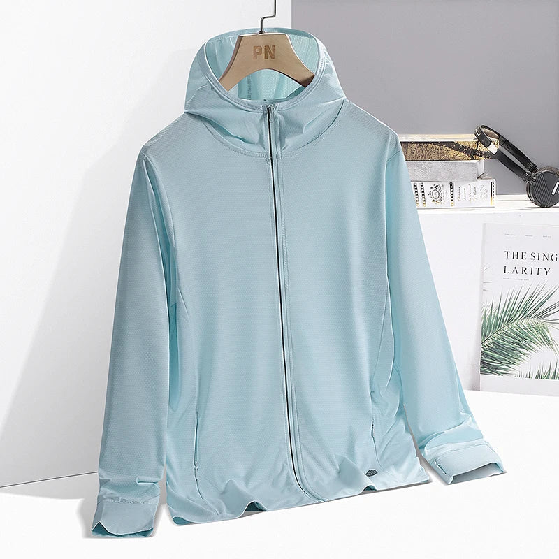 Outdoor Sunscreen Jacket Mens and Women's Summer Lightweight Breathable UV Hooded Coat Casual Running Fishing Male windbreaker