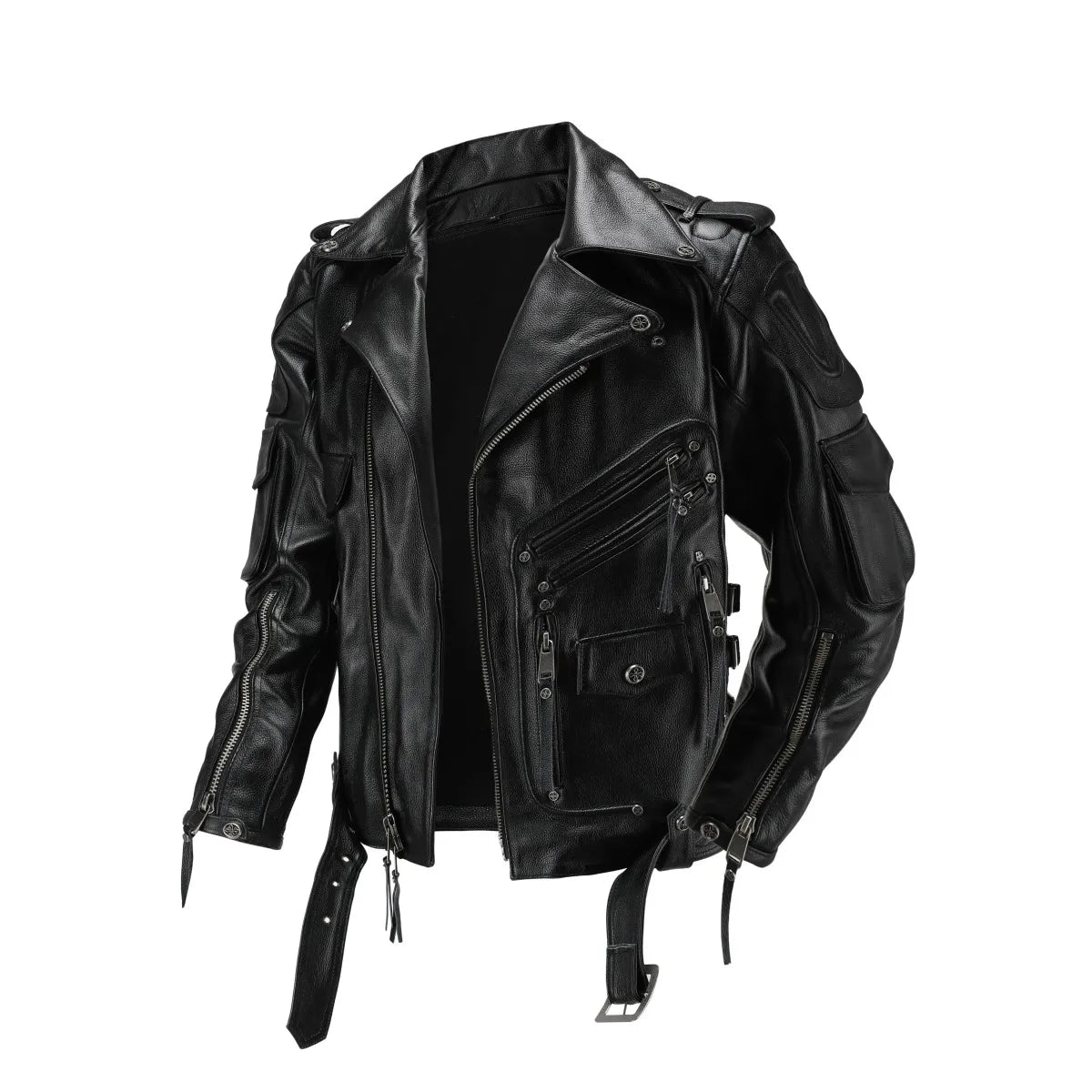 Copersian Men's Natural Leather Motorcycle Jacket Top Layer Causal Vintage Retro Moto Suit Leather Coat  Dropshipping