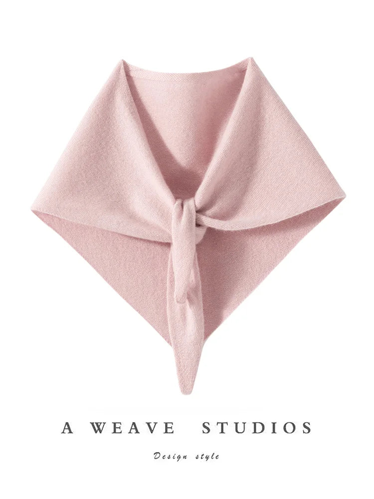 ADDONEE Women Small Triangular Scarf 100% Cashmere Knitwear Spring Autumn Simple Style Scarf Soft Comfy Cashmere Scarf