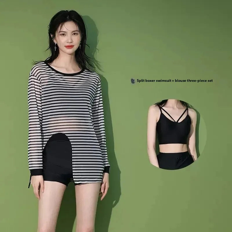 New Hot Sale Of The Season Women's Three-Piece Swimsuit Sports Separate Slimming Hot Spring Long Sleeve Sunscreen Swimming Costu