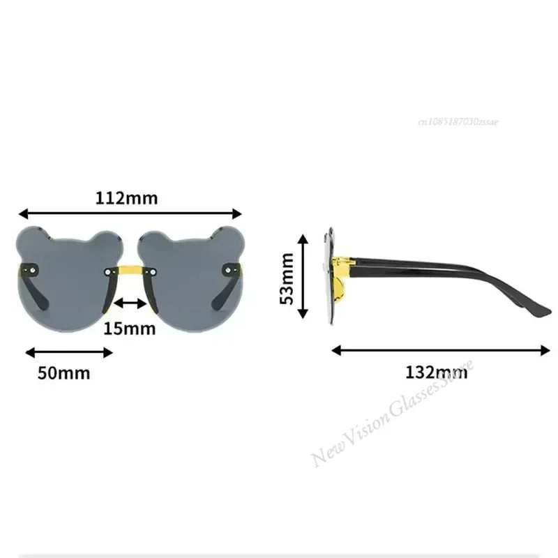 New Kids Sunglassess Cartoon Bear Sunglasses for Boy Girl Children Rimless Sunglasses UV400 Outdoor Travel Skiing Sunglassess