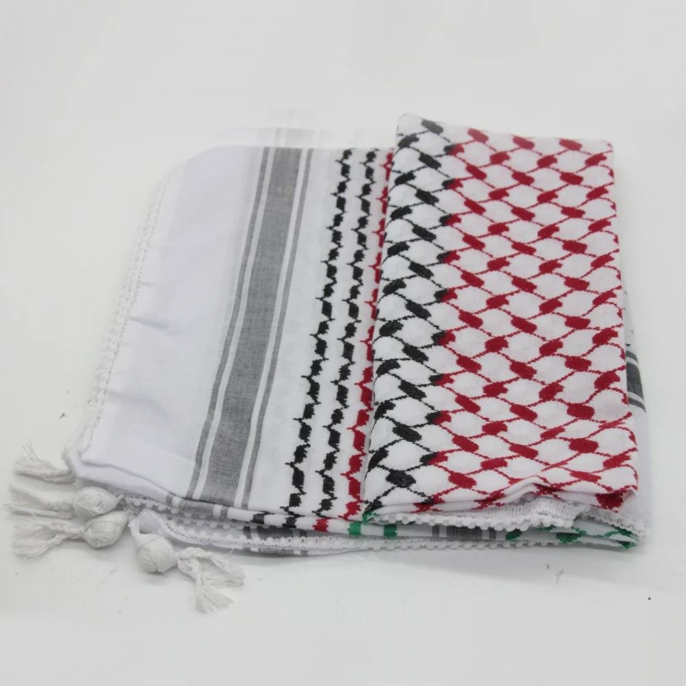 Tactical Scarf Hunting Shemagh Scarf  Outdor Sports Desert Keffiyeh Head Neck Scarf Arab Wrap with Tassel Cycling Camping Scarf