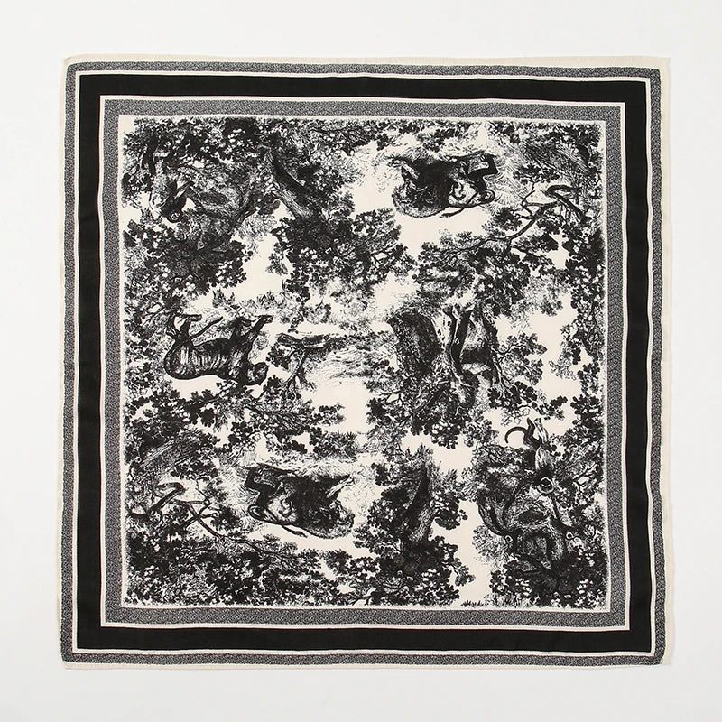 Fashion Brand Design Square Scarf For Women Print Velvet Silk Scarf Headband Neck Scarf Muslim Hijab Headscarf Wraps 65*65cm