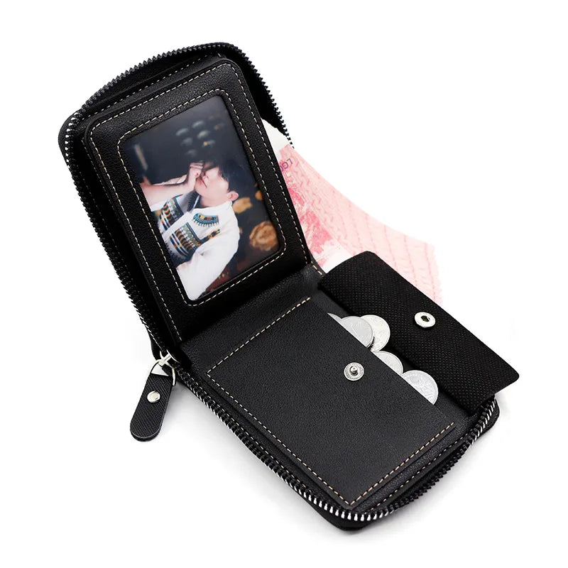 New Men's Wallet Short Korean Style Men's Zipper Bag Coin Pocket Card Holder Party Bag for Man Credit Card Holder Rfid Wallet