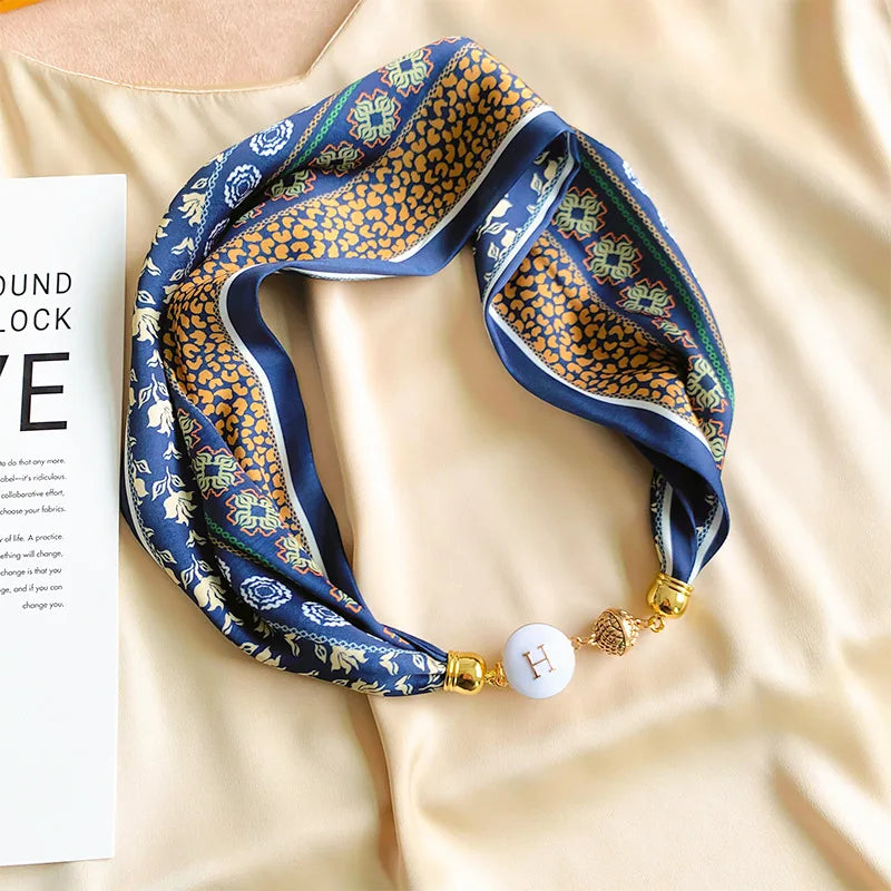 Magnetic scarf Magnetic buckle scarf, women's new necklace, versatile scarf, summer lazy little scarf, scarf, high-end feeling