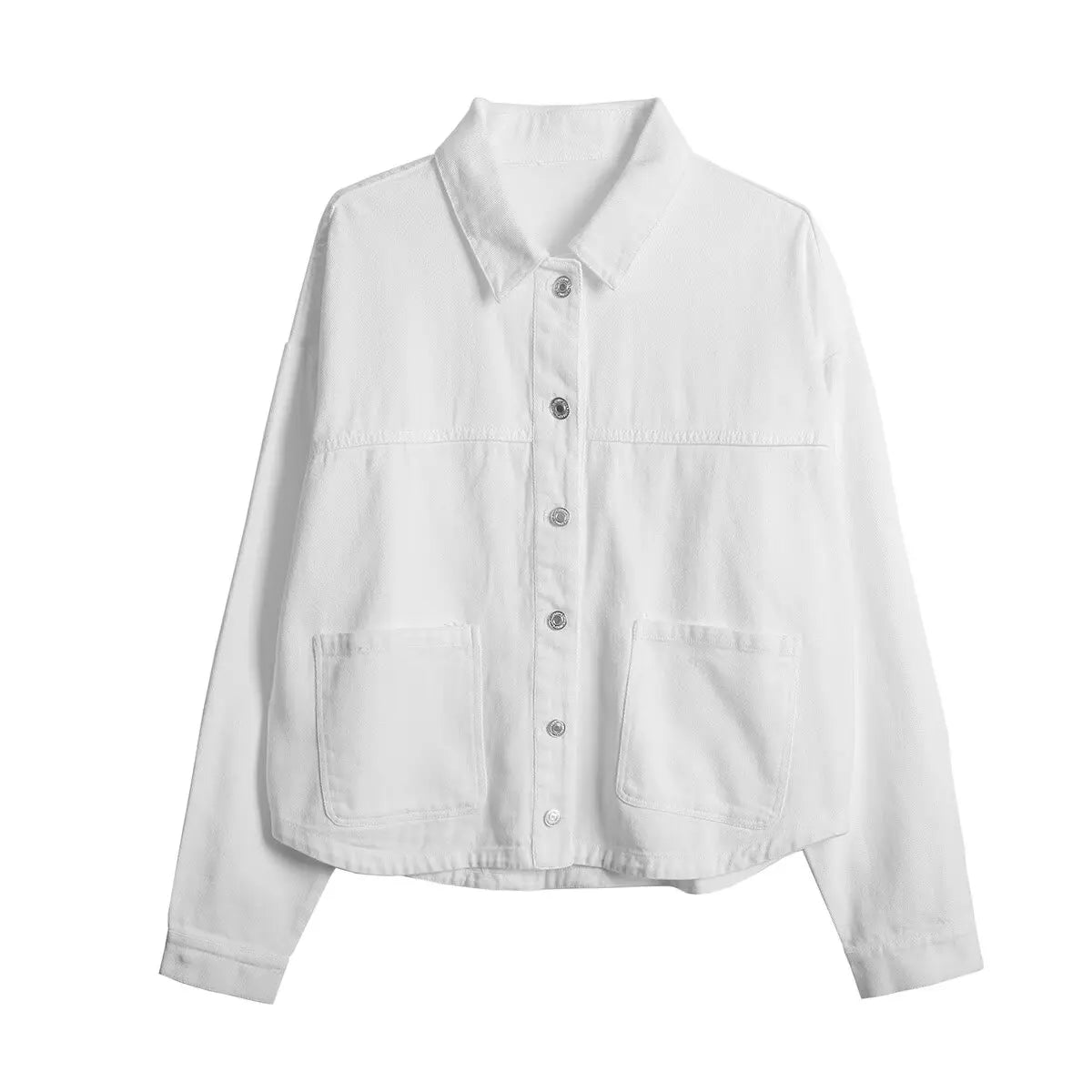 2024 ZAR4 Summer New Women's Loose Casual Lapel Long sleeved Patch Bag Decoration denim jacket jacket