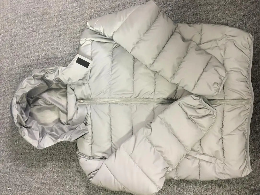 2024 fall and winter reflective jacket men's women's cotton padded reflective jacket Y2K fashion thickened warm down cotton coat