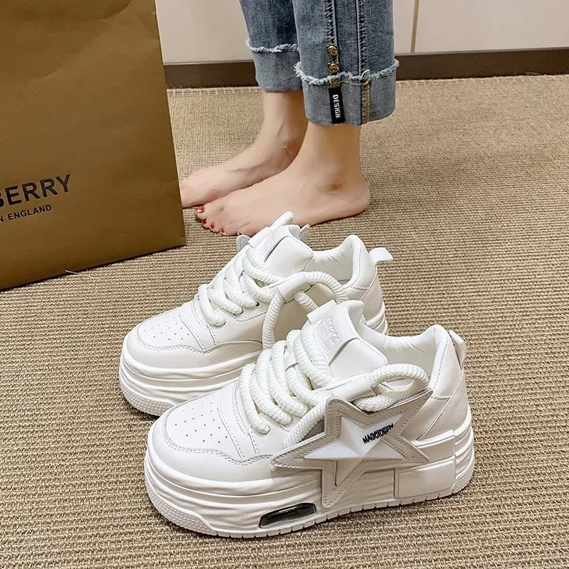 Platform Sneakers Women 2024Autumn Fashion Star Personalized Designer Vulcanized Shoes Casual Running Street Skateboarding Shoes