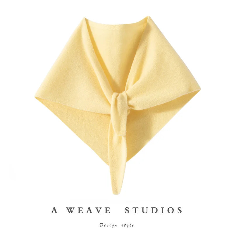 ADDONEE Women Small Triangular Scarf 100% Cashmere Knitwear Spring Autumn Simple Style Scarf Soft Comfy Cashmere Scarf