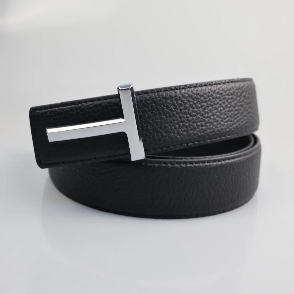 Business Men's Genuine Leather Belt Alloy Buckle Two-layer Cowhide Belt for Men Casual Fashion Matching Waistband