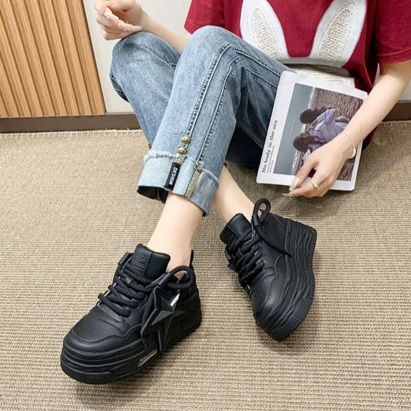 Platform Sneakers Women 2024Autumn Fashion Star Personalized Designer Vulcanized Shoes Casual Running Street Skateboarding Shoes