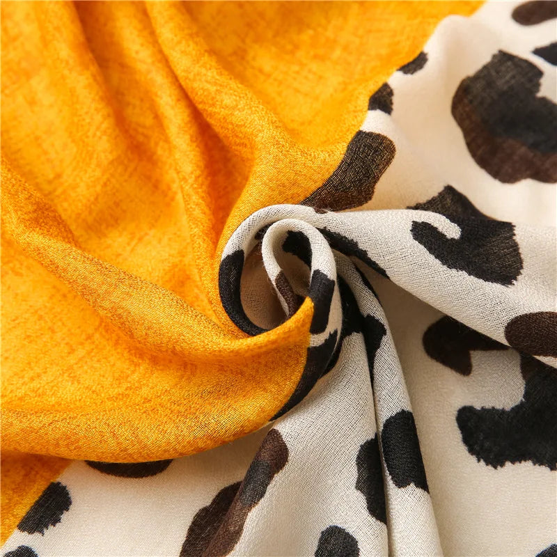 Spring Designer Unique Luxury Brown Ladies Wild Leopard Scarf Female Long Scarf Shawl Thin Brown Fashionable Scarf Long Shawl