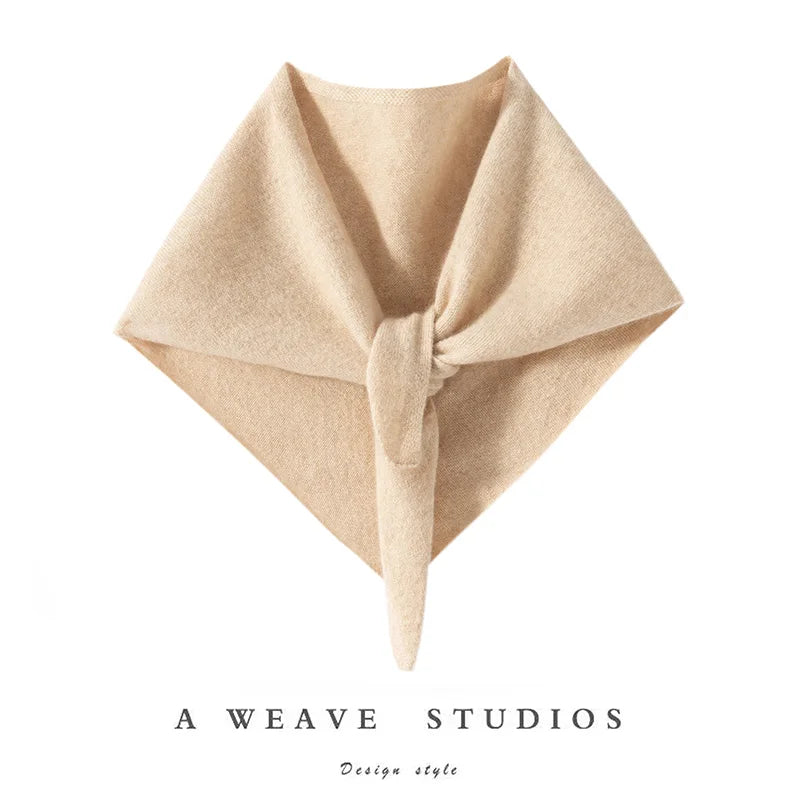 ADDONEE Women Small Triangular Scarf 100% Cashmere Knitwear Spring Autumn Simple Style Scarf Soft Comfy Cashmere Scarf