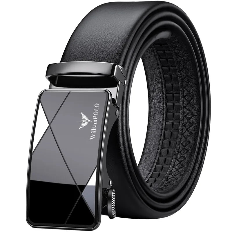 Men's cowhide automatic buckle belt, fashionable casual pants belt, versatile business automatic buckle belt