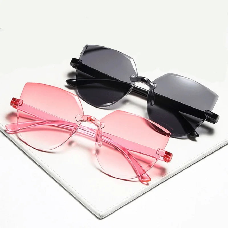Ocean Slices Sunglasses Transparent Candy Colors Sunglasses Miss Frameless Siamese Sunglasses Outdoor Sunshade Sunglasses