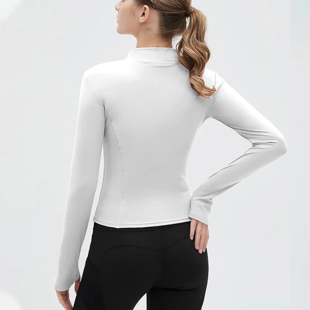 SUOTF Long Sleeve Yoga Shirt  Women Zip Fitness Yoga Shirt Winter Warm Gym Top Activewear Running Coats Yoga Shirt  Woman