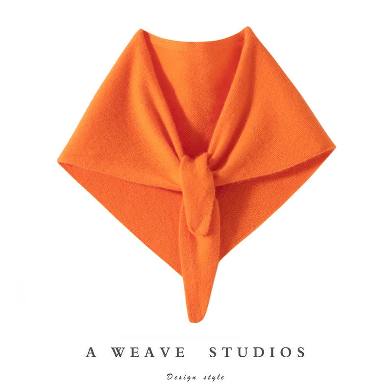 ADDONEE Women Small Triangular Scarf 100% Cashmere Knitwear Spring Autumn Simple Style Scarf Soft Comfy Cashmere Scarf