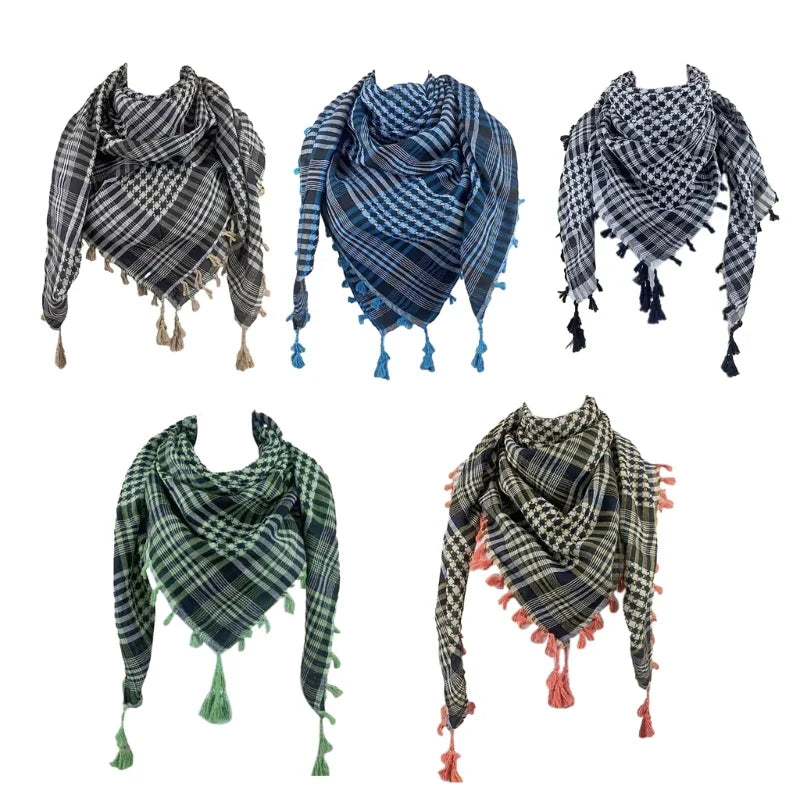 Breathable Shemagh Tacticals Desert Scarf Wrap Winter Shawl Neck Warmer Cover Head Wrap Windproof Tassels Scarf