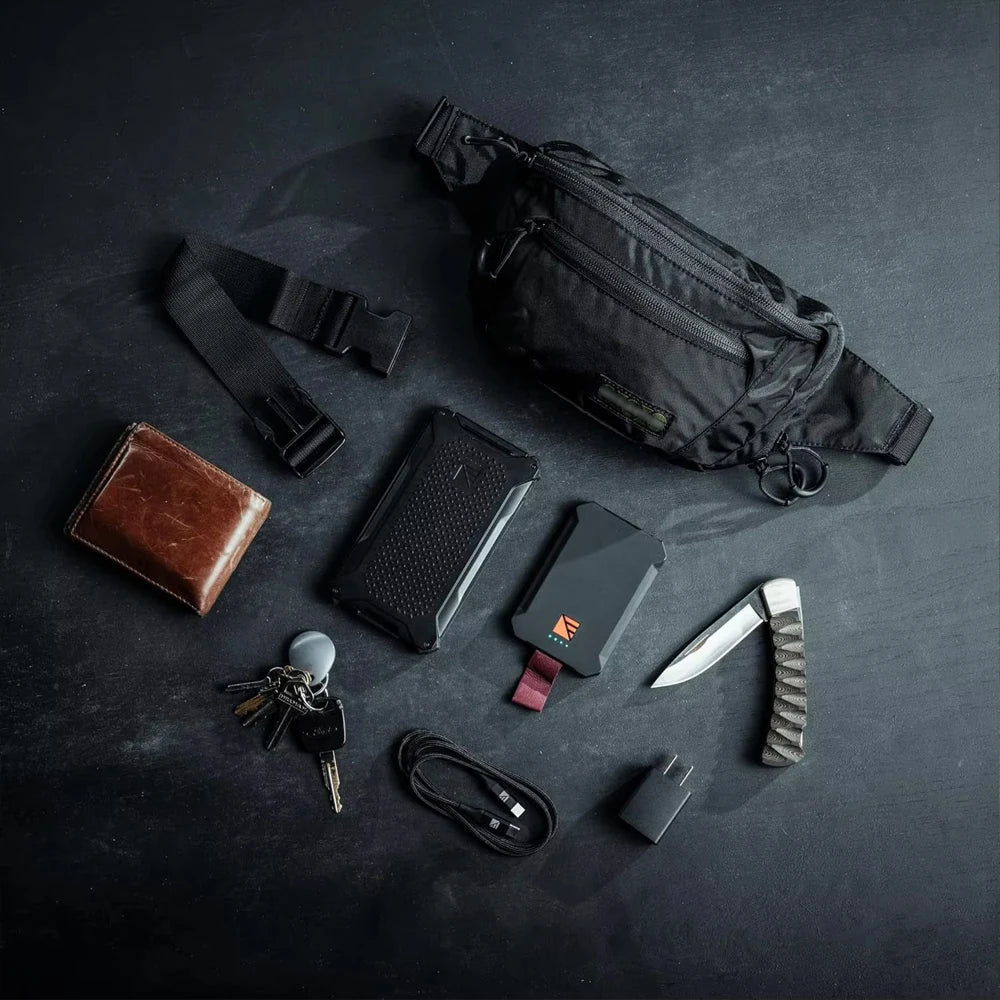 Bando Bag - Tactical Men's Fanny Pack w/Adjustable Waist Belt, Zippered Pockets, Compact Lightweight Belt Bag