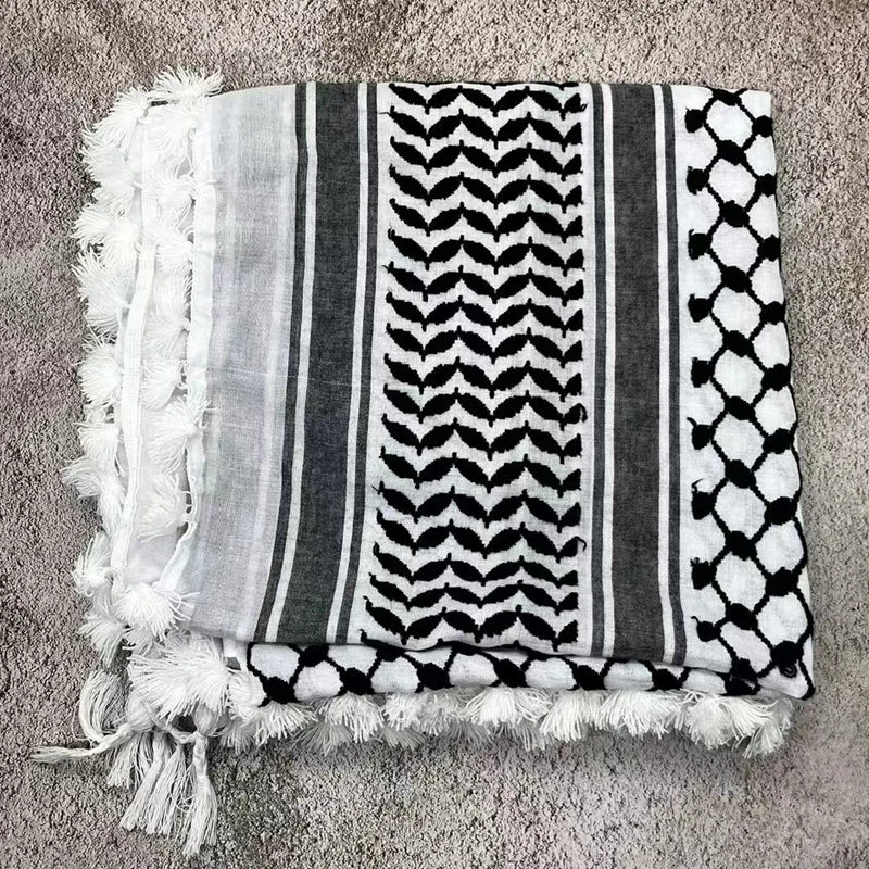 Outdoor activities, tourism, camping, knitted tassel scarf Arab Shemagh Keffiyeh scarf CS scarf desert hiking scarf foulard moto