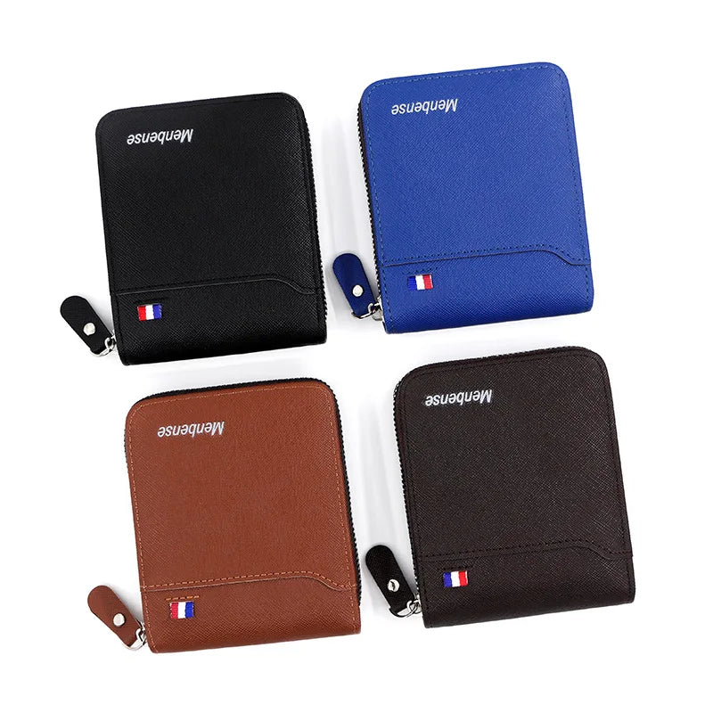New Men's Wallet Short Korean Style Men's Zipper Bag Coin Pocket Card Holder Party Bag for Man Credit Card Holder Rfid Wallet