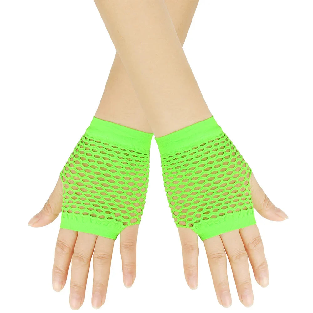 New Fishnet Gloves Red Black Girl Sheer Mesh Mittens Gloves Adult Woman Disguise Rock Fancy Night Club Party Sexy Fashion Gloves