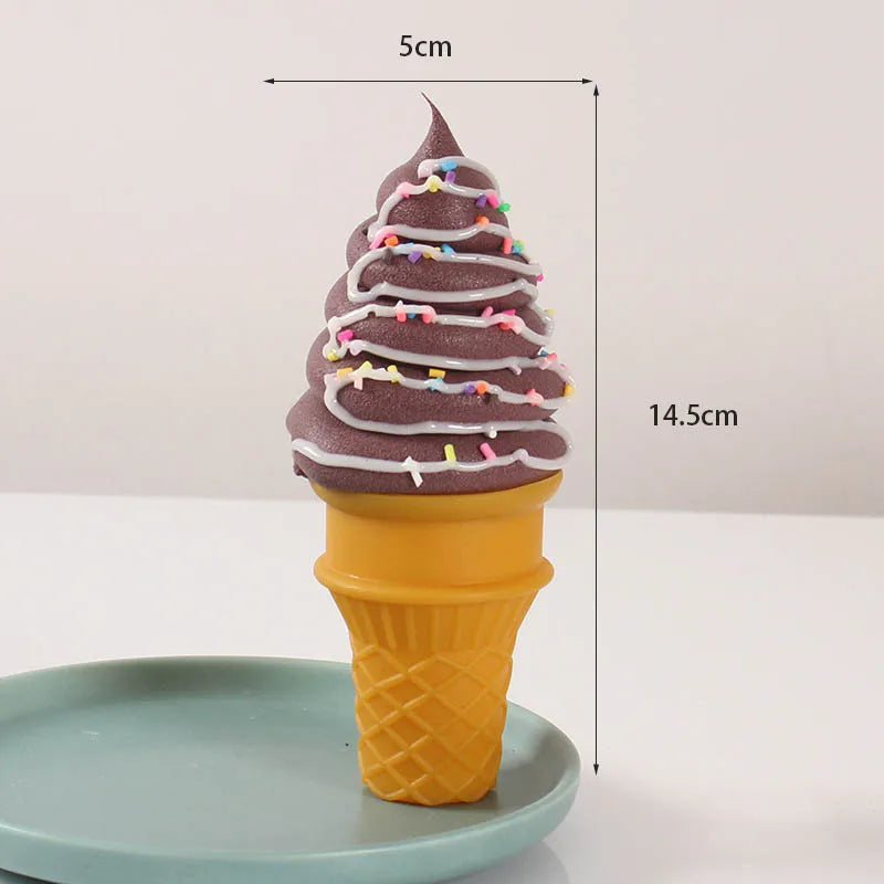 Simulated Ice Cream Realistic Artificial Fruit Cream Ice Cream Cone Model Fake Dessert Food Ice Cream Shop Ornaments Photo Props