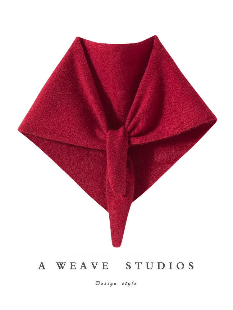 ADDONEE Women Small Triangular Scarf 100% Cashmere Knitwear Spring Autumn Simple Style Scarf Soft Comfy Cashmere Scarf