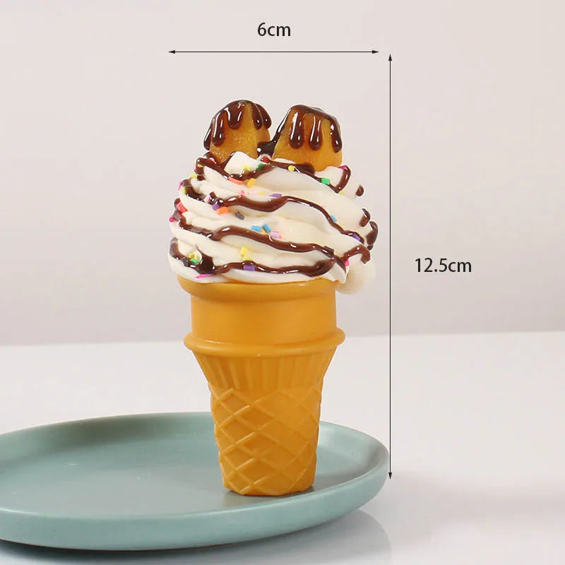 Simulated Ice Cream Realistic Artificial Fruit Cream Ice Cream Cone Model Fake Dessert Food Ice Cream Shop Ornaments Photo Props