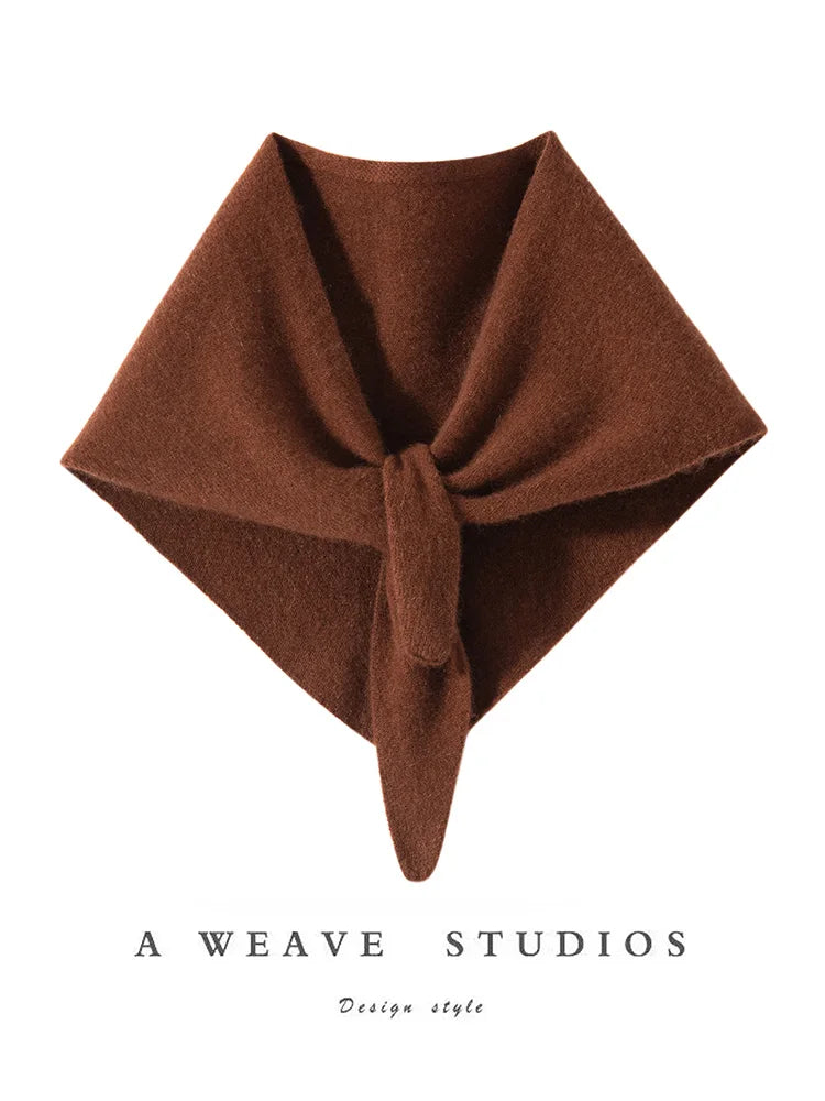 ADDONEE Women Small Triangular Scarf 100% Cashmere Knitwear Spring Autumn Simple Style Scarf Soft Comfy Cashmere Scarf