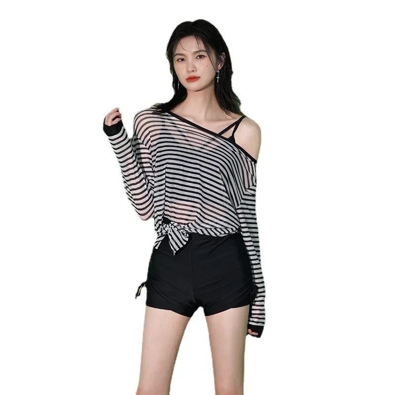 New Hot Sale Of The Season Women's Three-Piece Swimsuit Sports Separate Slimming Hot Spring Long Sleeve Sunscreen Swimming Costu