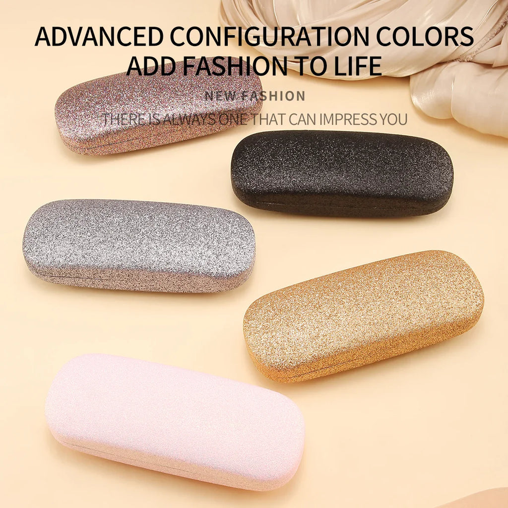 1pc PU Leather Frosted Glasses Protection Case Bling Bling Eyewear Sunglasses Storage Box Organization for Women Glasses Case