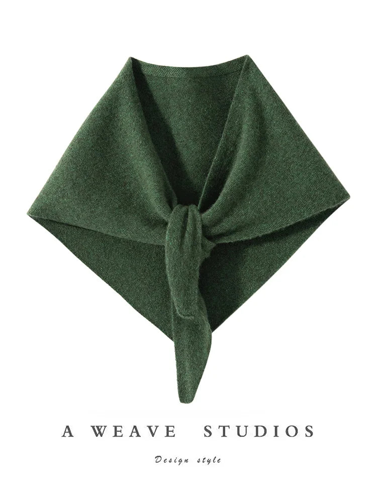 ADDONEE Women Small Triangular Scarf 100% Cashmere Knitwear Spring Autumn Simple Style Scarf Soft Comfy Cashmere Scarf