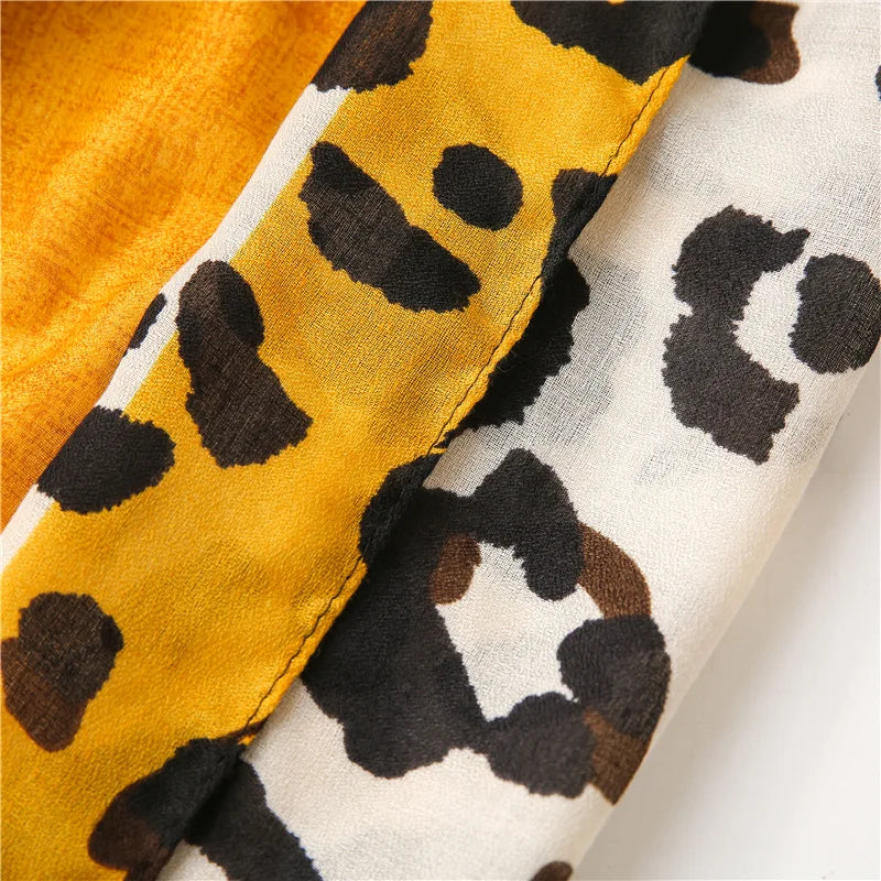 Spring Designer Unique Luxury Brown Ladies Wild Leopard Scarf Female Long Scarf Shawl Thin Brown Fashionable Scarf Long Shawl