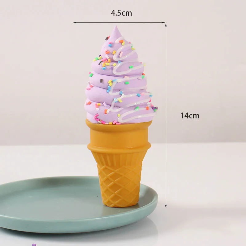 Simulated Ice Cream Realistic Artificial Fruit Cream Ice Cream Cone Model Fake Dessert Food Ice Cream Shop Ornaments Photo Props