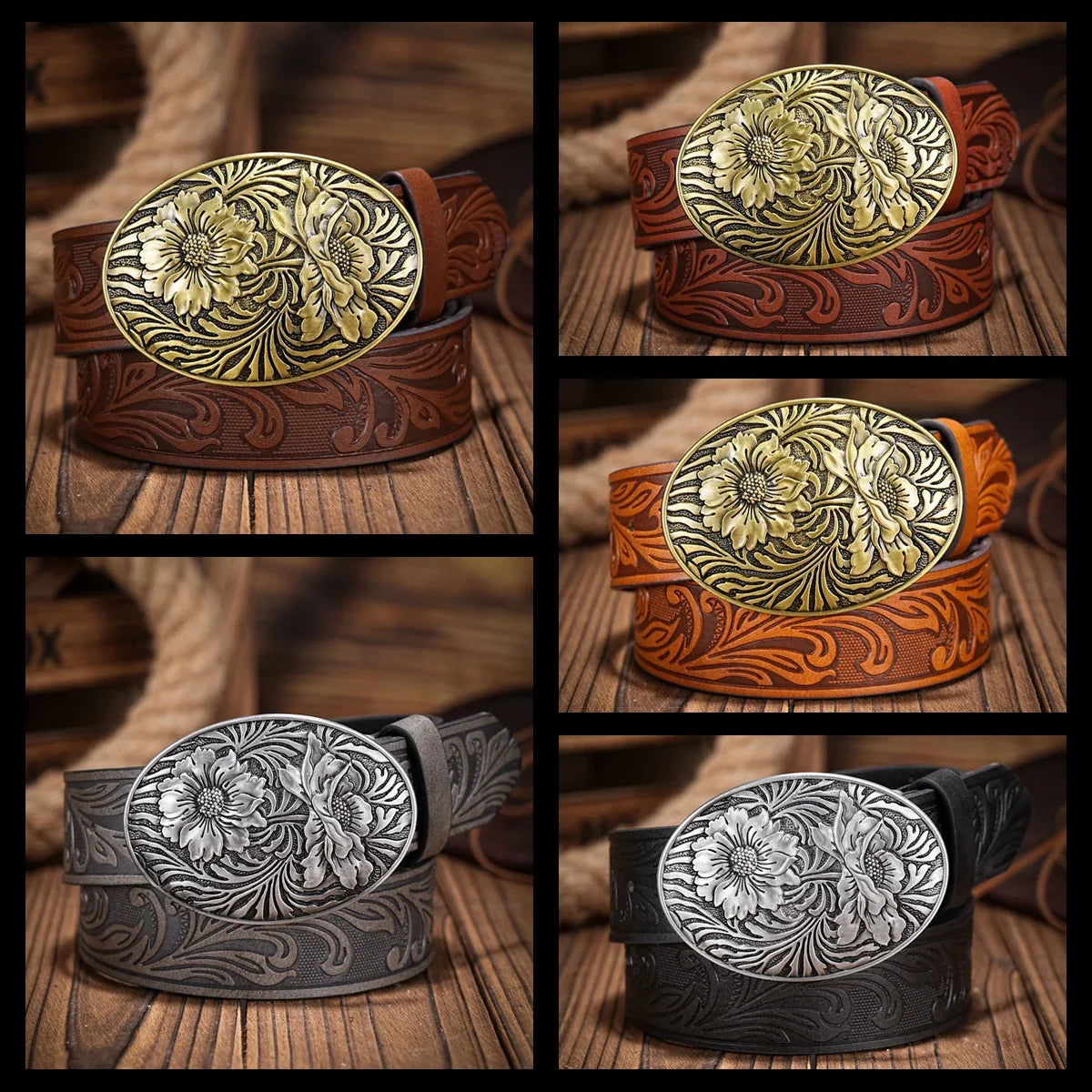 A men's and women's casual retro belt Western style! PU leather belt with metal buckle, suitable for daily work wear