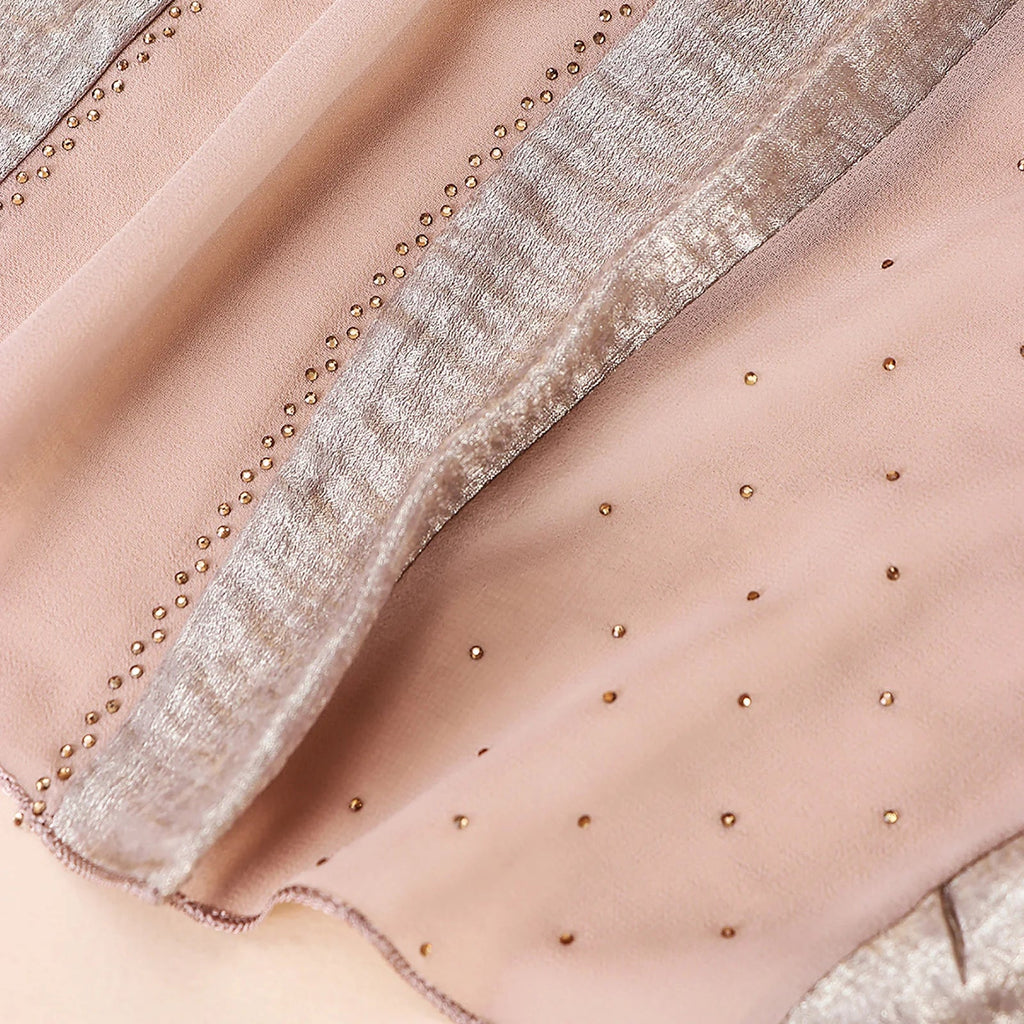 Middle Eastern New Gold Craft Fabric Splice Chiffon Handmade Diamond Decoration Versatile Muslim Women's Headband Scarf Hijab