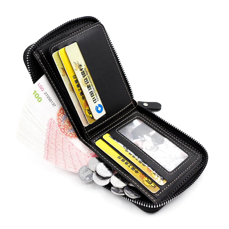 New Men's Wallet Short Korean Style Men's Zipper Bag Coin Pocket Card Holder Party Bag for Man Credit Card Holder Rfid Wallet